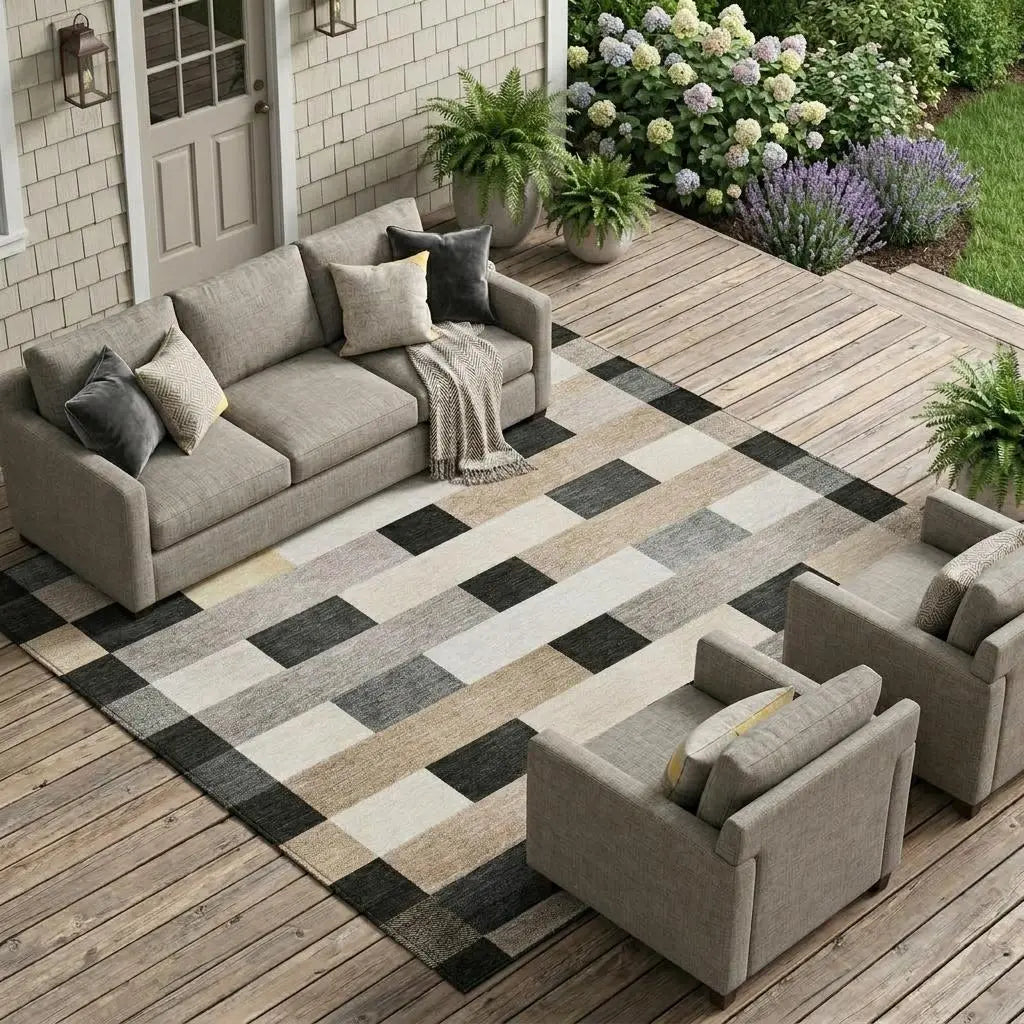 9' X 12' Charcoal And Gray Striped Washable Indoor Outdoor Area Rug Homeroots Outdoor