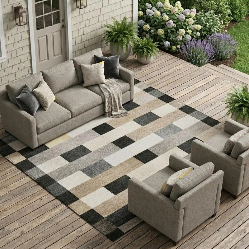 9' X 12' Charcoal And Gray Striped Washable Indoor Outdoor Area Rug Homeroots Outdoor