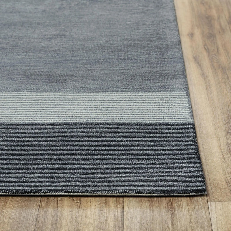 9' X 12' Charcoal And Gray Wool Striped Hand Tufted Area Rug Homeroots Home Decor