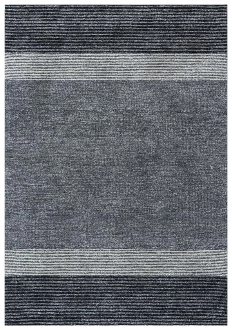 9' X 12' Charcoal And Gray Wool Striped Hand Tufted Area Rug Homeroots Home Decor