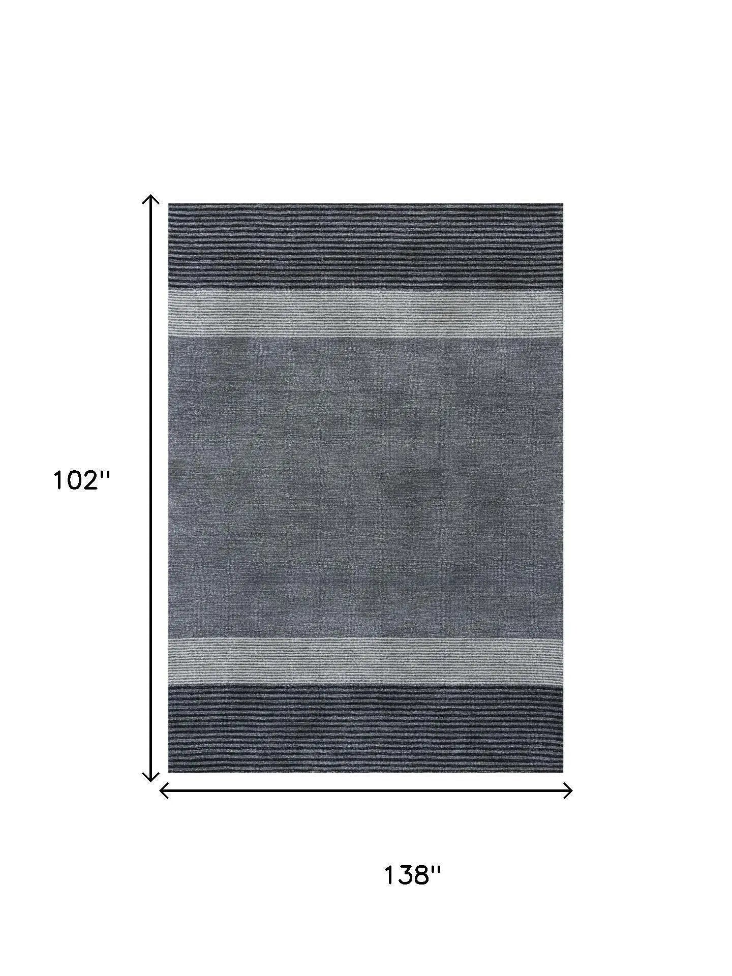 9' X 12' Charcoal And Gray Wool Striped Hand Tufted Area Rug Homeroots Home Decor