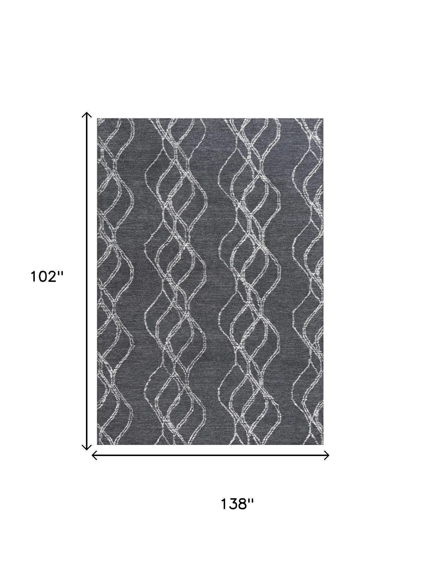 9' X 12' Charcoal And Gray Wool Trellis Hand Tufted Area Rug Homeroots Home Decor