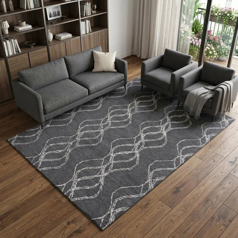 9' X 12' Charcoal And Gray Wool Trellis Hand Tufted Area Rug Homeroots Home Decor