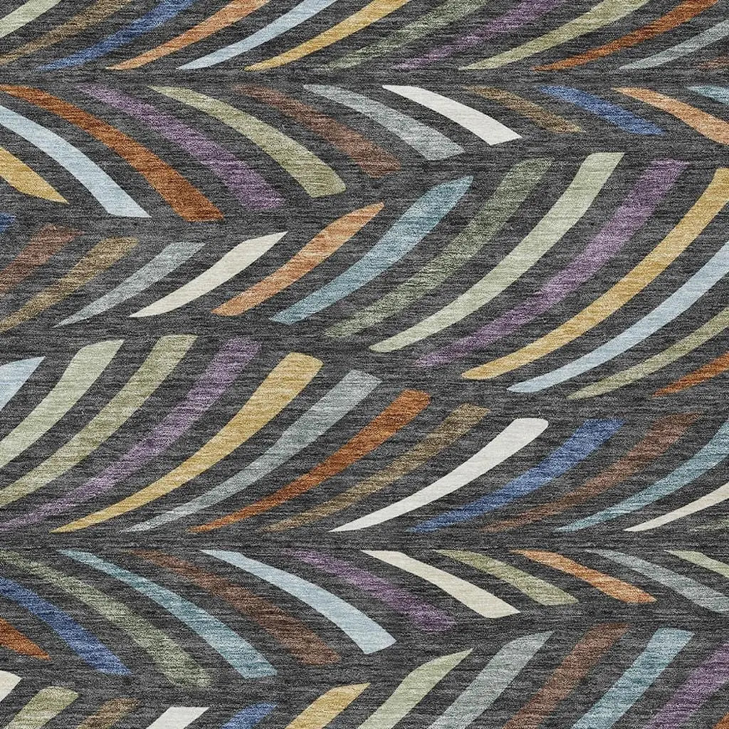 9' X 12' Charcoal And Green Abstract Washable Indoor Outdoor Area Rug Homeroots Outdoor