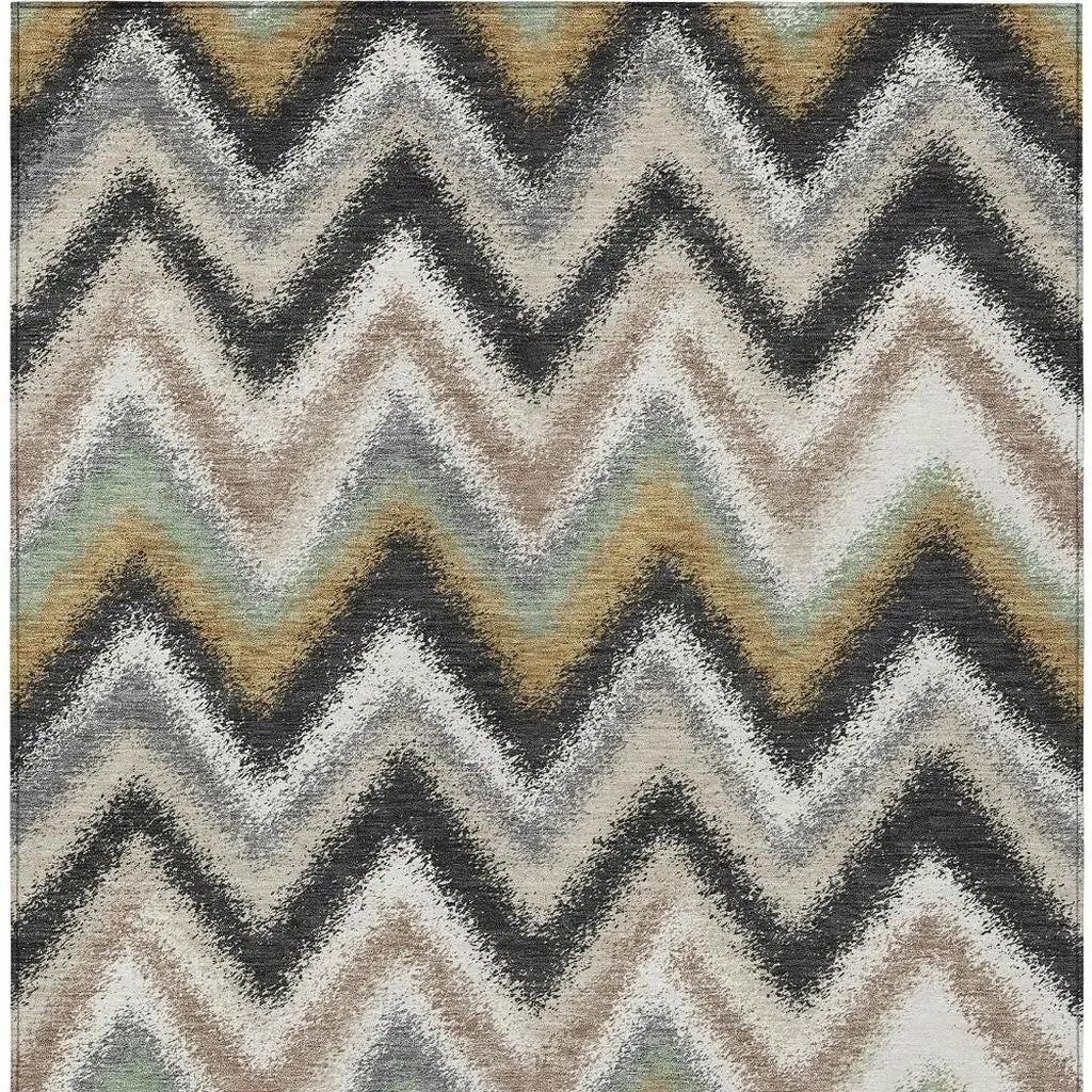 9' X 12' Charcoal And Ivory Geometric Washable Indoor Outdoor Area Rug Homeroots Outdoor