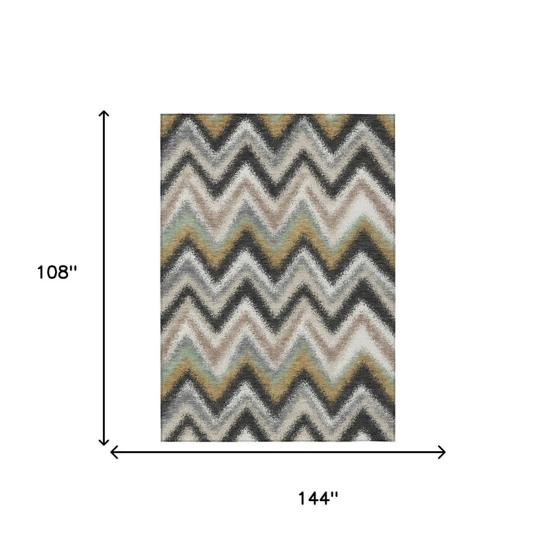 9' X 12' Charcoal And Ivory Geometric Washable Indoor Outdoor Area Rug Homeroots Outdoor