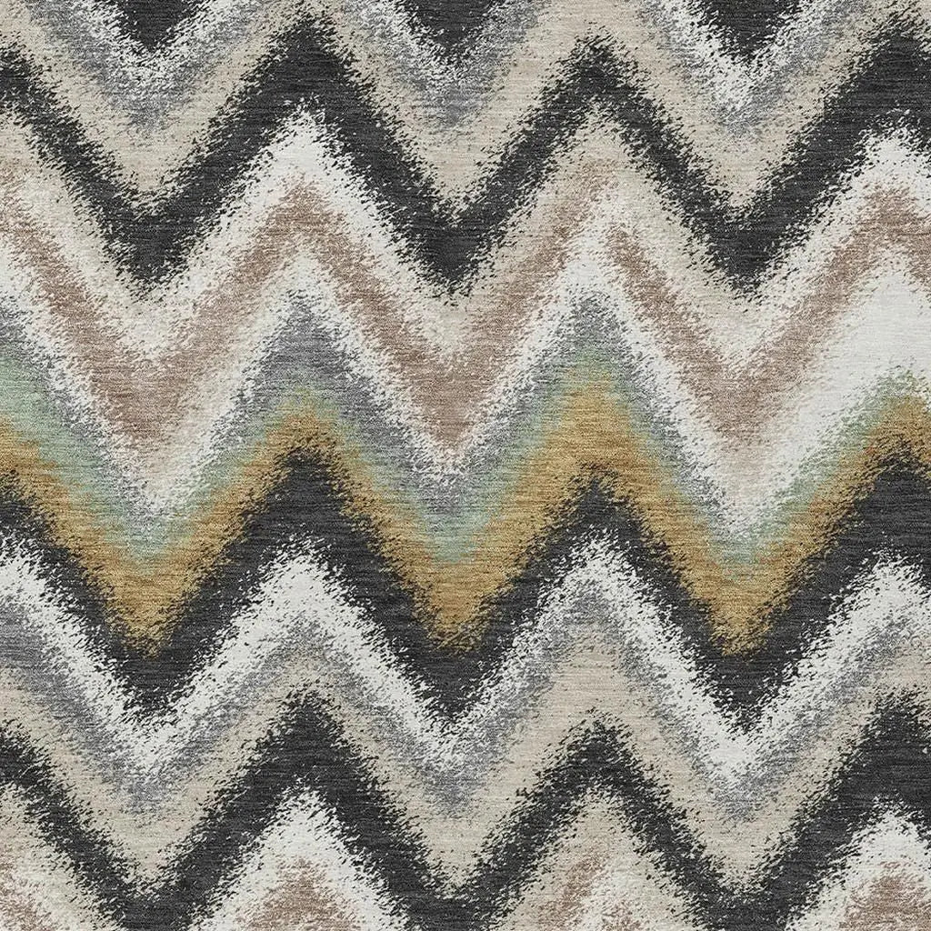 9' X 12' Charcoal And Ivory Geometric Washable Indoor Outdoor Area Rug Homeroots Outdoor