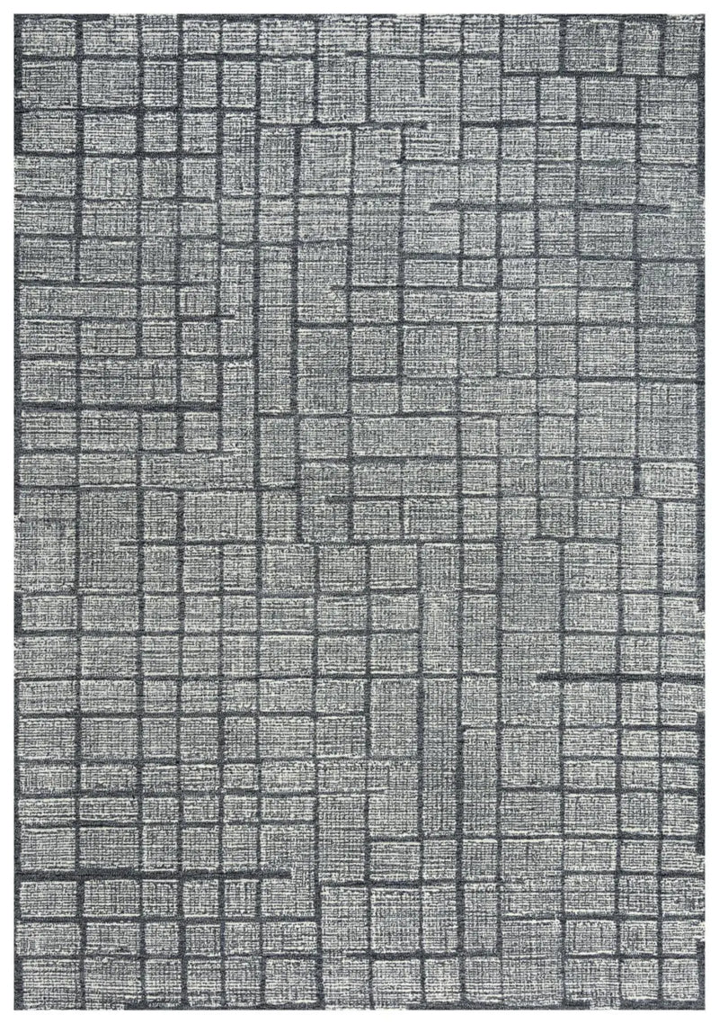 9' X 12' Charcoal And Ivory Wool Geometric Hand Tufted Area Rug Homeroots Home Decor