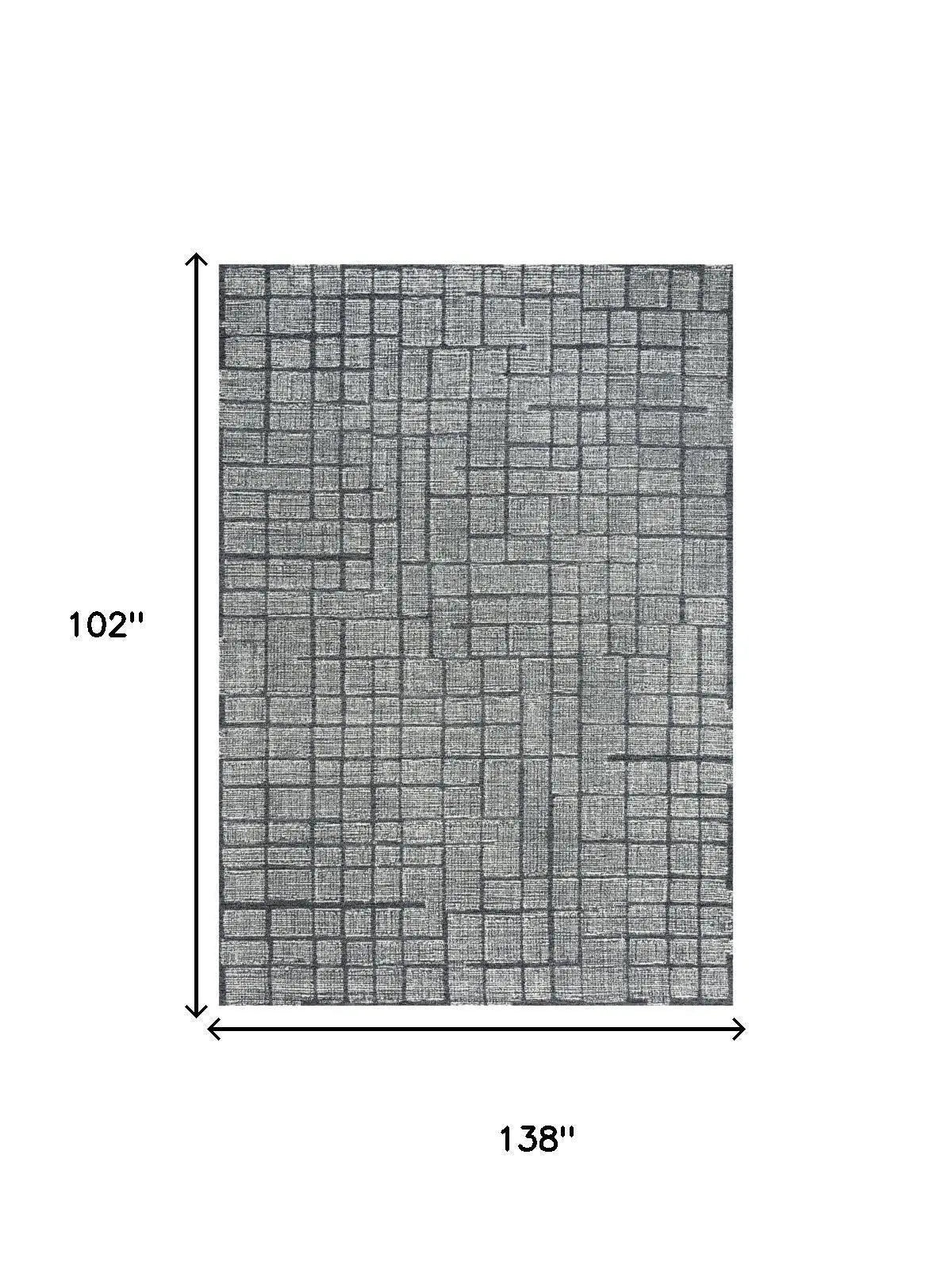 9' X 12' Charcoal And Ivory Wool Geometric Hand Tufted Area Rug Homeroots Home Decor