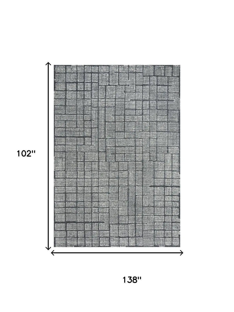 9' X 12' Charcoal And Ivory Wool Geometric Hand Tufted Area Rug Homeroots Home Decor