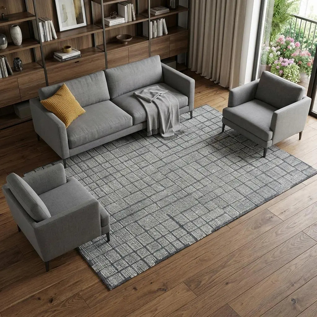 9' X 12' Charcoal And Ivory Wool Geometric Hand Tufted Area Rug Homeroots Home Decor