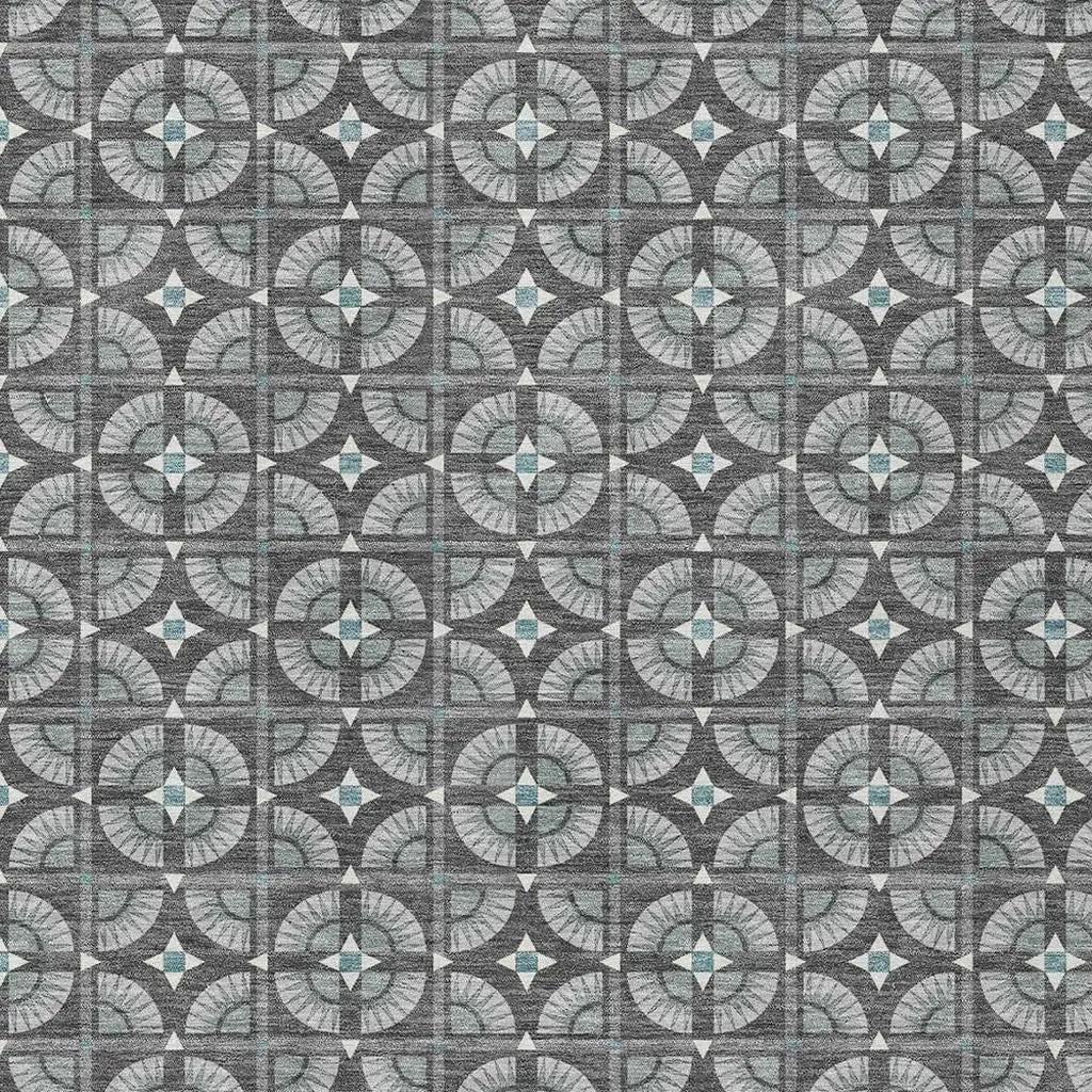 9' X 12' Charcoal And Silver Geometric Washable Indoor Outdoor Area Rug Homeroots Outdoor