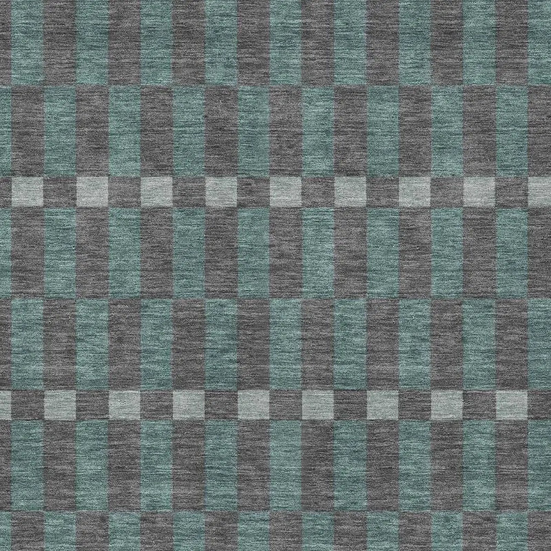 9' X 12' Charcoal And Teal Blue Geometric Washable Indoor Outdoor Area Rug Homeroots Outdoor