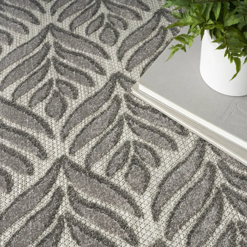 9' X 12' Charcoal Floral Stain Resistant Non Skid Area Rug Homeroots Outdoor