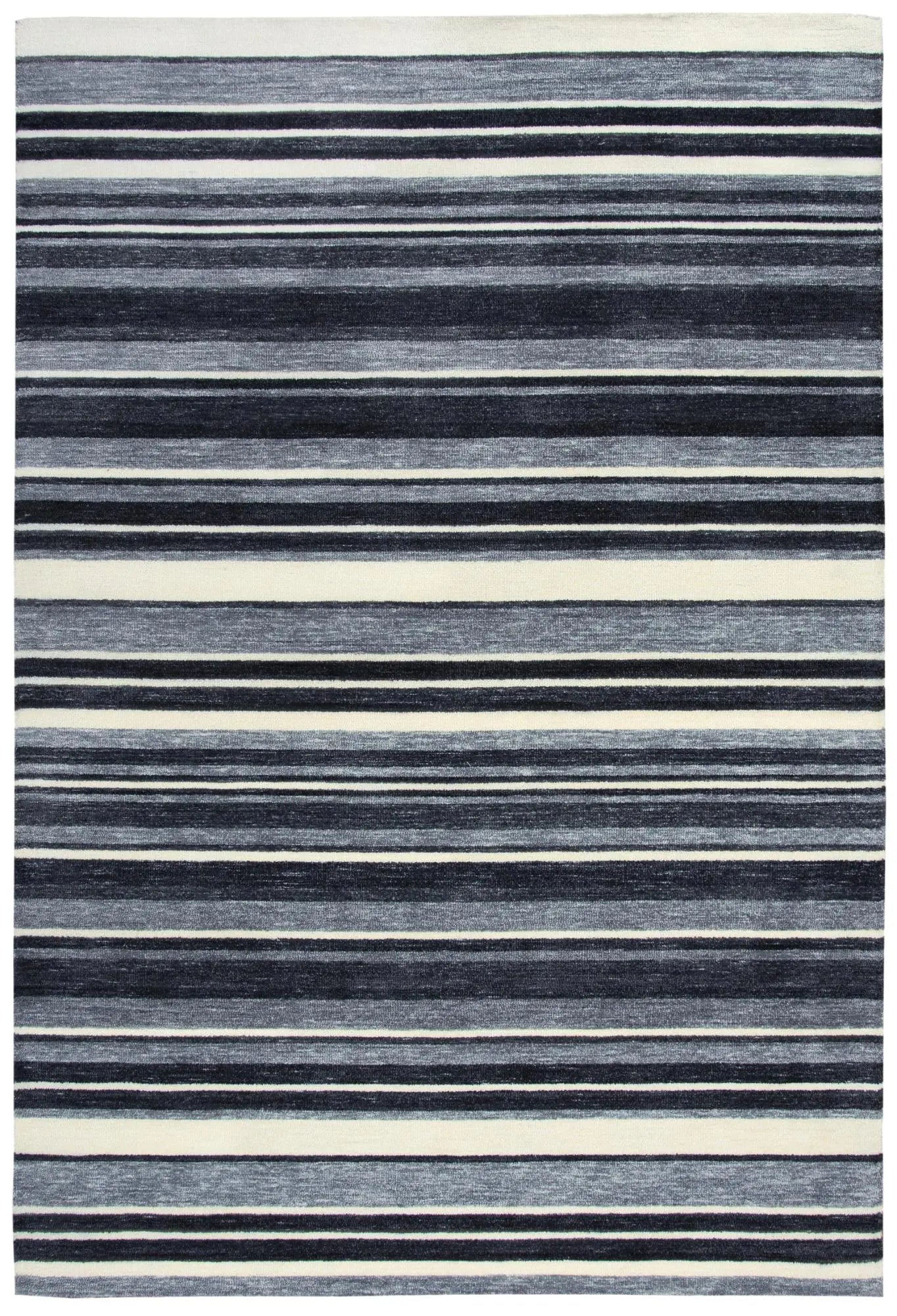 9' X 12' Charcoal Gray And Ivory Striped Hand Tufted Area Rug Homeroots Home Decor