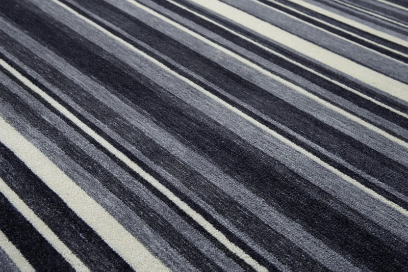 9' X 12' Charcoal Gray And Ivory Striped Hand Tufted Area Rug Homeroots Home Decor