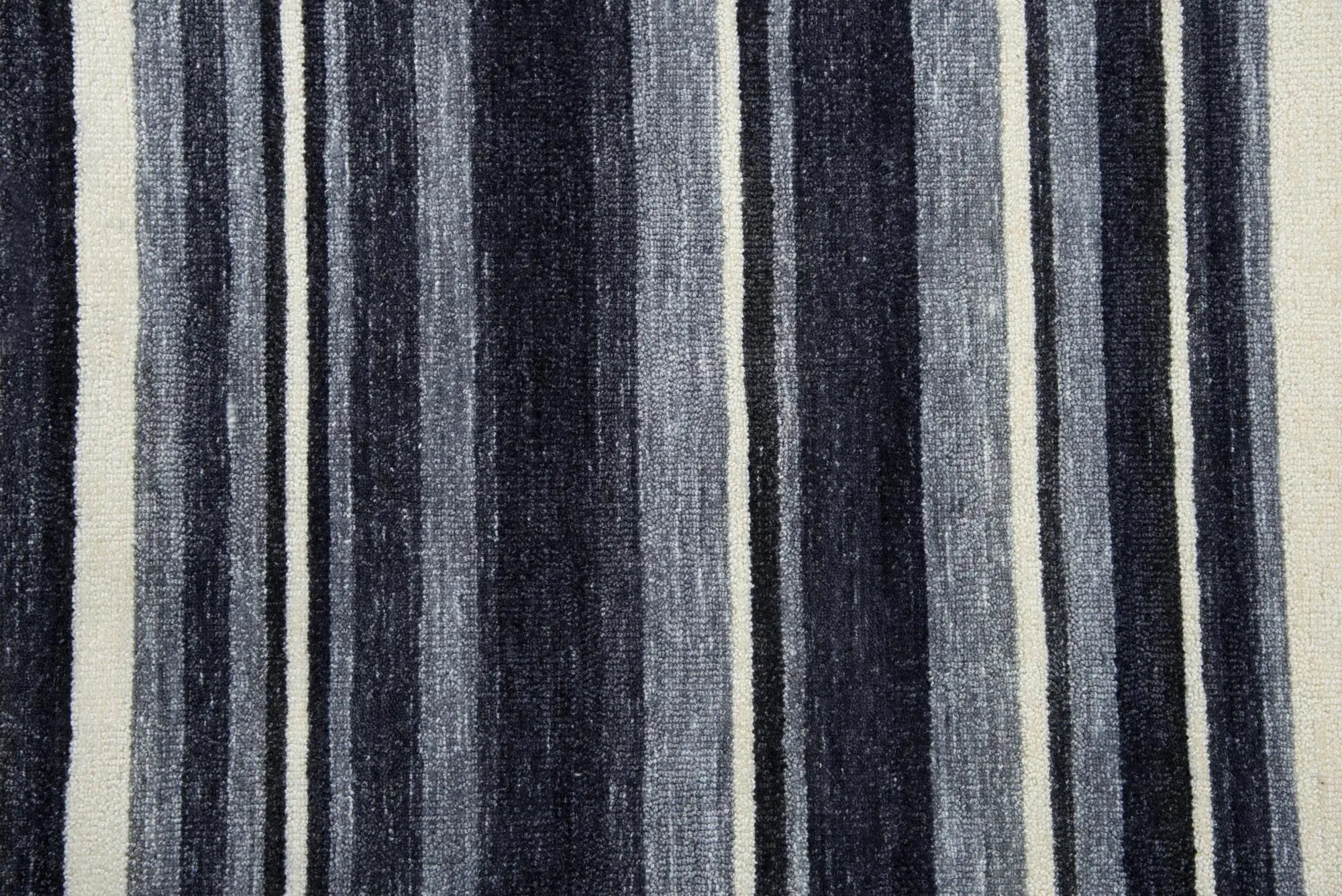 9' X 12' Charcoal Gray And Ivory Striped Hand Tufted Area Rug Homeroots Home Decor