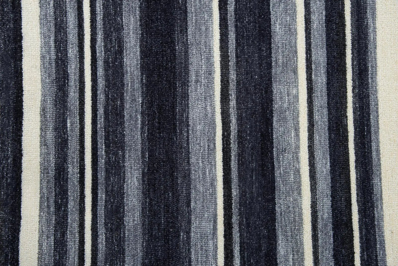 9' X 12' Charcoal Gray And Ivory Striped Hand Tufted Area Rug Homeroots Home Decor