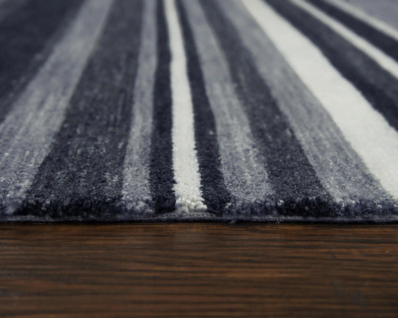 9' X 12' Charcoal Gray And Ivory Striped Hand Tufted Area Rug Homeroots Home Decor