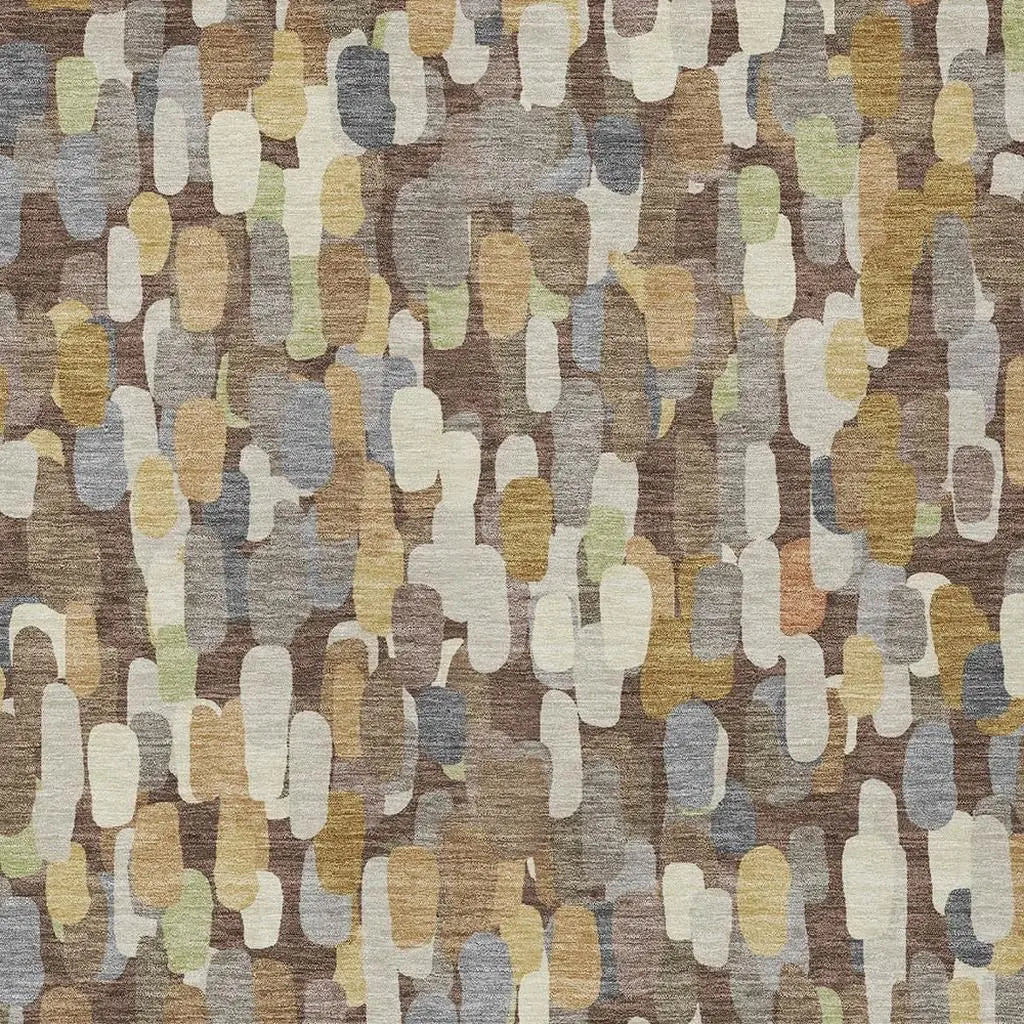 9' X 12' Chocolate And Beige Abstract Washable Indoor Outdoor Area Rug Homeroots Outdoor