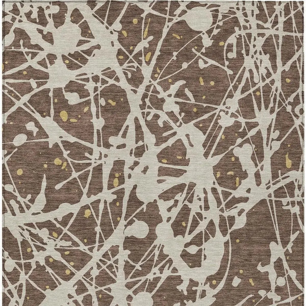 9' X 12' Chocolate And Beige Abstract Washable Indoor Outdoor Area Rug Homeroots Outdoor