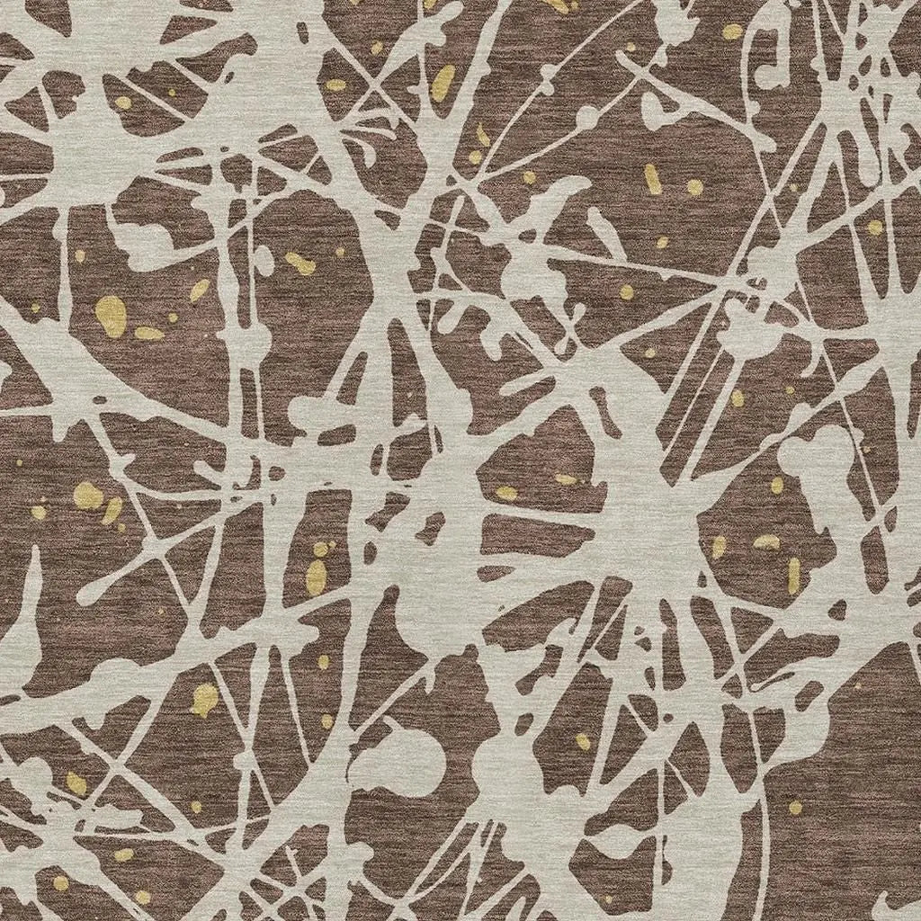 9' X 12' Chocolate And Beige Abstract Washable Indoor Outdoor Area Rug Homeroots Outdoor