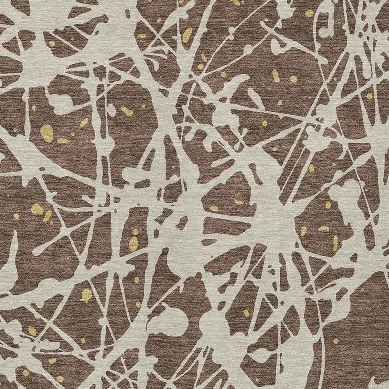 9' X 12' Chocolate And Beige Abstract Washable Indoor Outdoor Area Rug Homeroots Outdoor