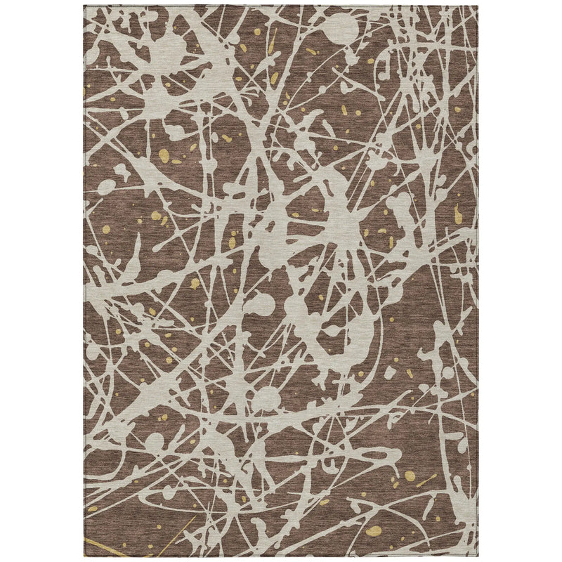 9' X 12' Chocolate And Beige Abstract Washable Indoor Outdoor Area Rug Homeroots Outdoor