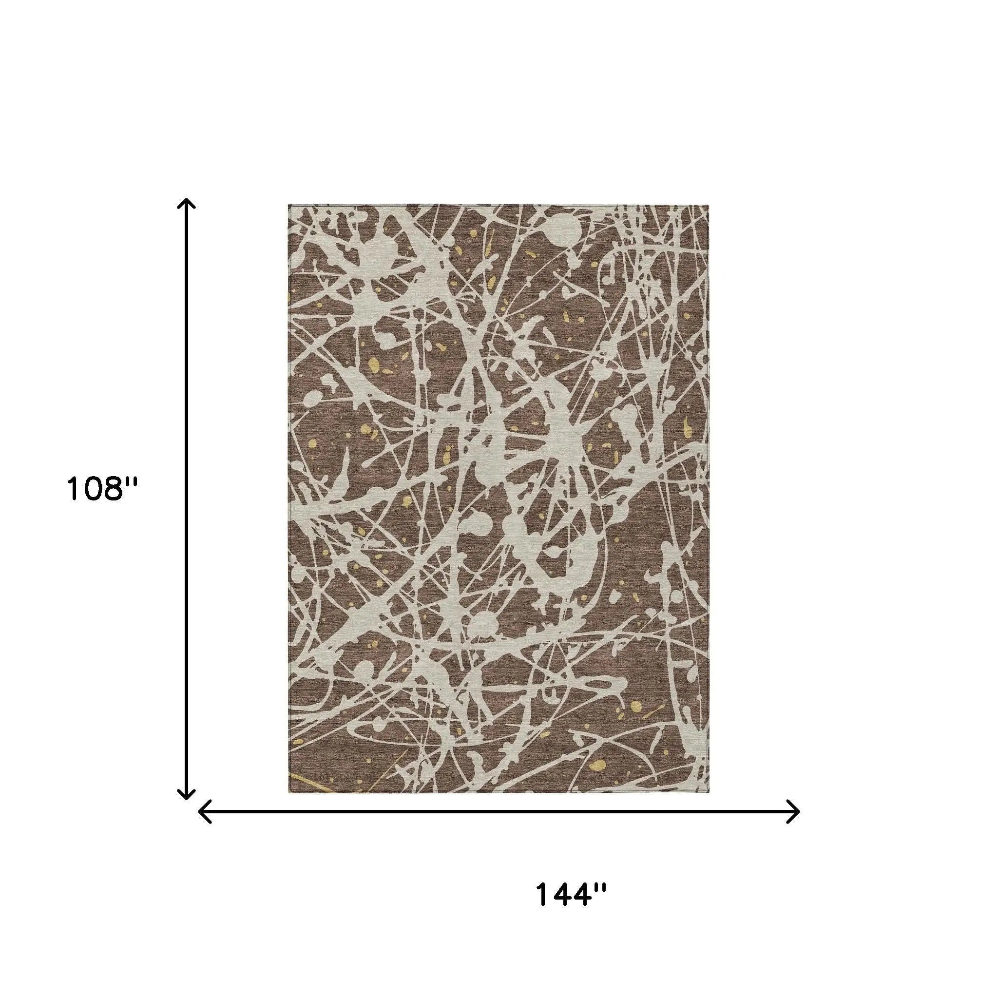9' X 12' Chocolate And Beige Abstract Washable Indoor Outdoor Area Rug Homeroots Outdoor