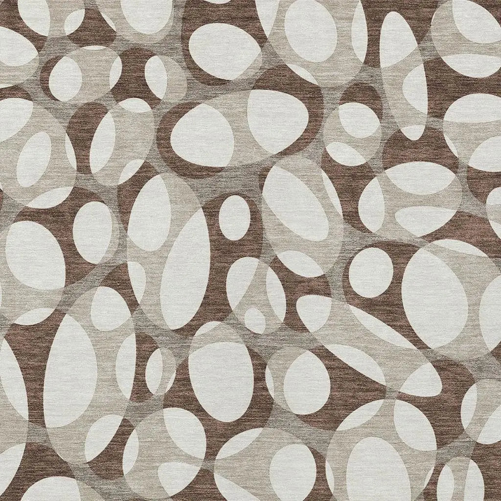9' X 12' Chocolate And Beige Abstract Washable Indoor Outdoor Area Rug Homeroots Outdoor