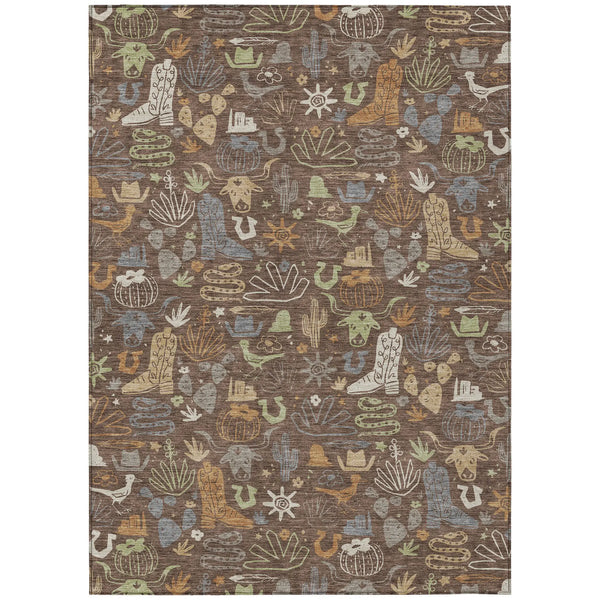 9' X 12' Chocolate And Beige Cactus Washable Indoor Outdoor Area Rug Homeroots Outdoor