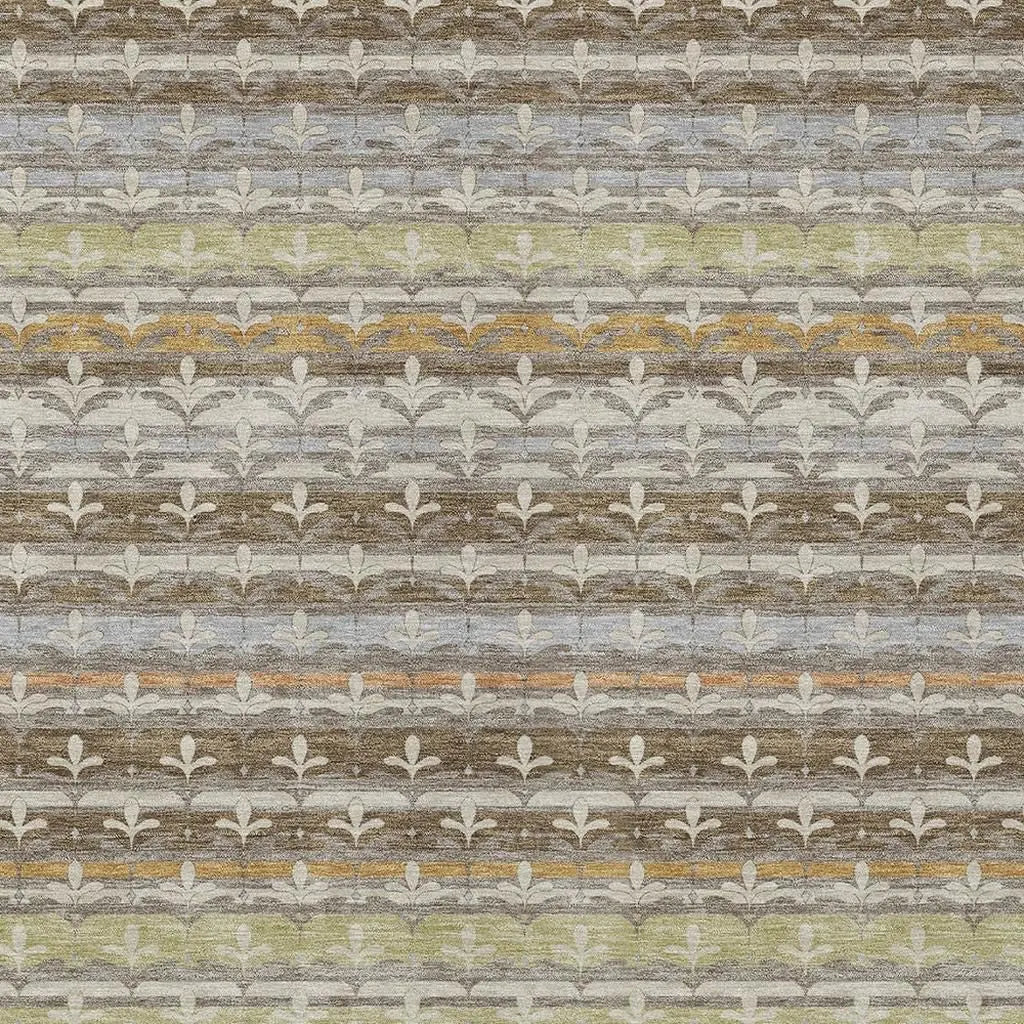 9' X 12' Chocolate And Beige Damask Washable Indoor Outdoor Area Rug Homeroots Outdoor