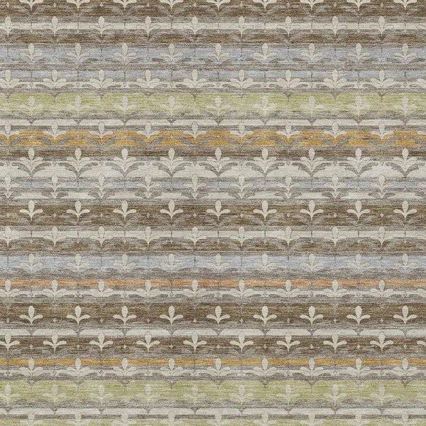 9' X 12' Chocolate And Beige Damask Washable Indoor Outdoor Area Rug Homeroots Outdoor