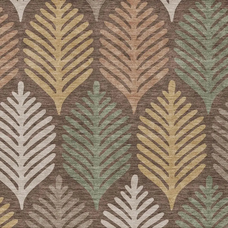 9' X 12' Chocolate And Beige Floral Washable Indoor Outdoor Area Rug Homeroots Outdoor