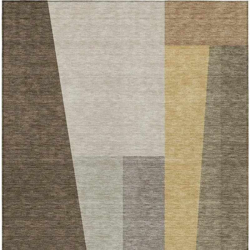 9' X 12' Chocolate And Beige Geometric Washable Indoor Outdoor Area Rug Homeroots Outdoor