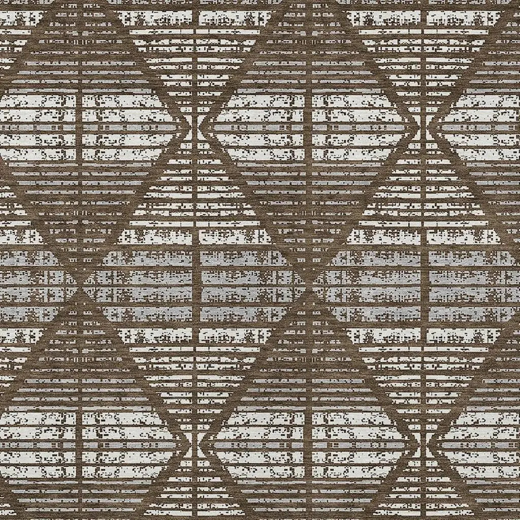9' X 12' Chocolate And Beige Geometric Washable Indoor Outdoor Area Rug Homeroots Outdoor