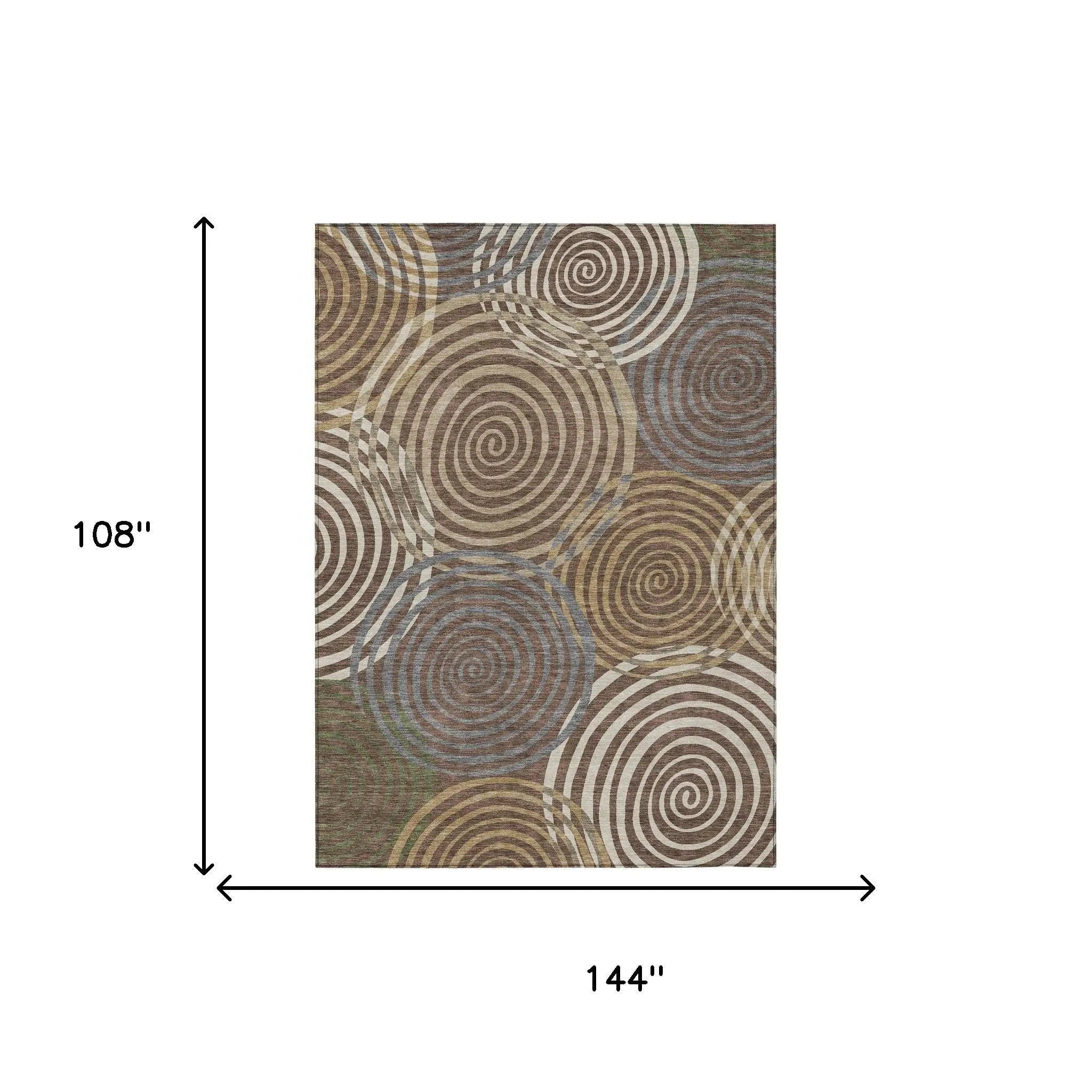 9' X 12' Chocolate And Beige Geometric Washable Indoor Outdoor Area Rug Homeroots Outdoor