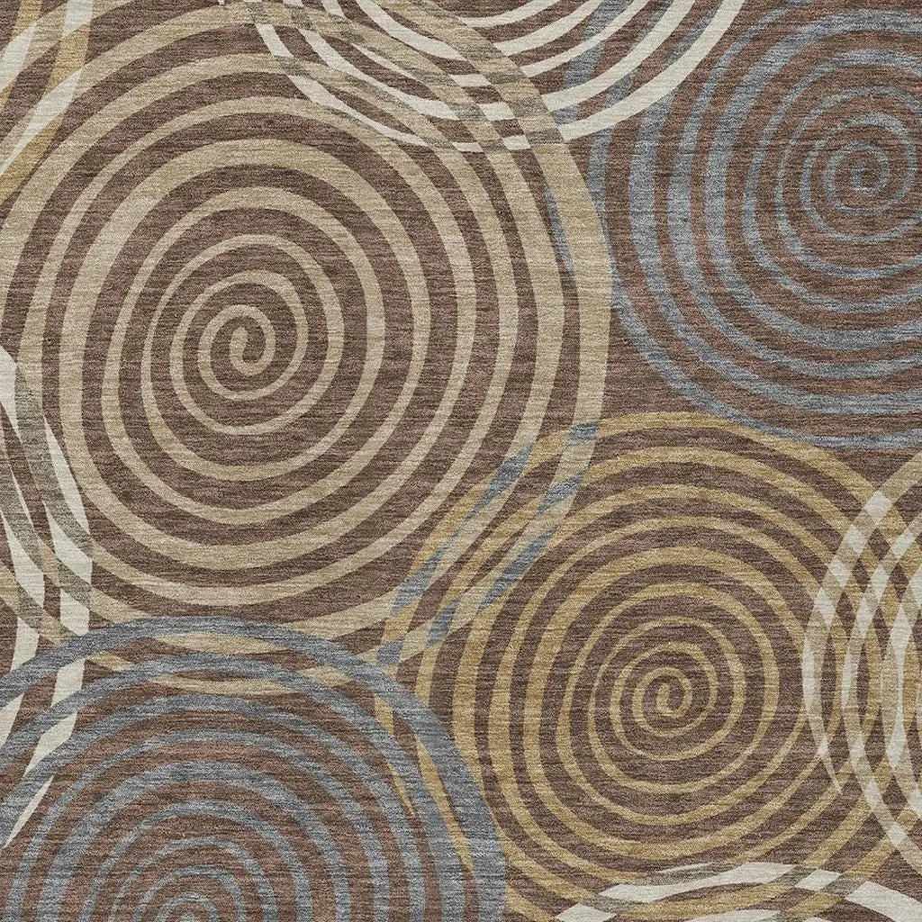 9' X 12' Chocolate And Beige Geometric Washable Indoor Outdoor Area Rug Homeroots Outdoor