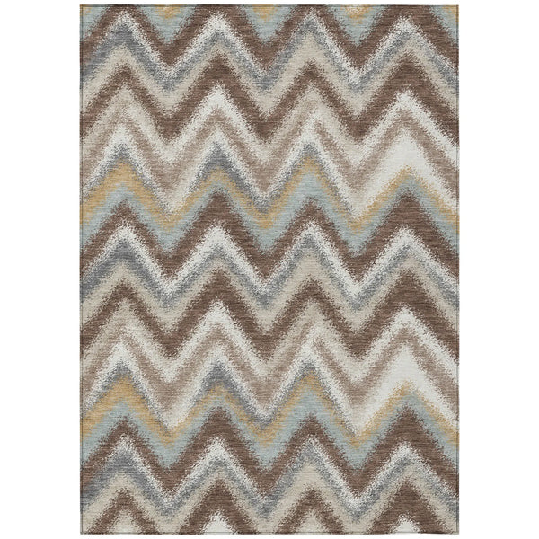 9' X 12' Chocolate And Beige Geometric Washable Indoor Outdoor Area Rug Homeroots Outdoor