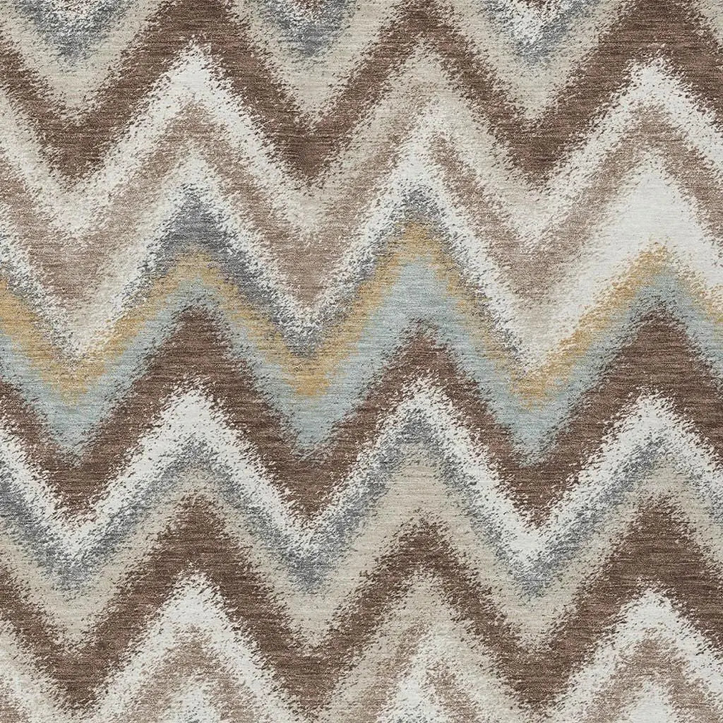 9' X 12' Chocolate And Beige Geometric Washable Indoor Outdoor Area Rug Homeroots Outdoor