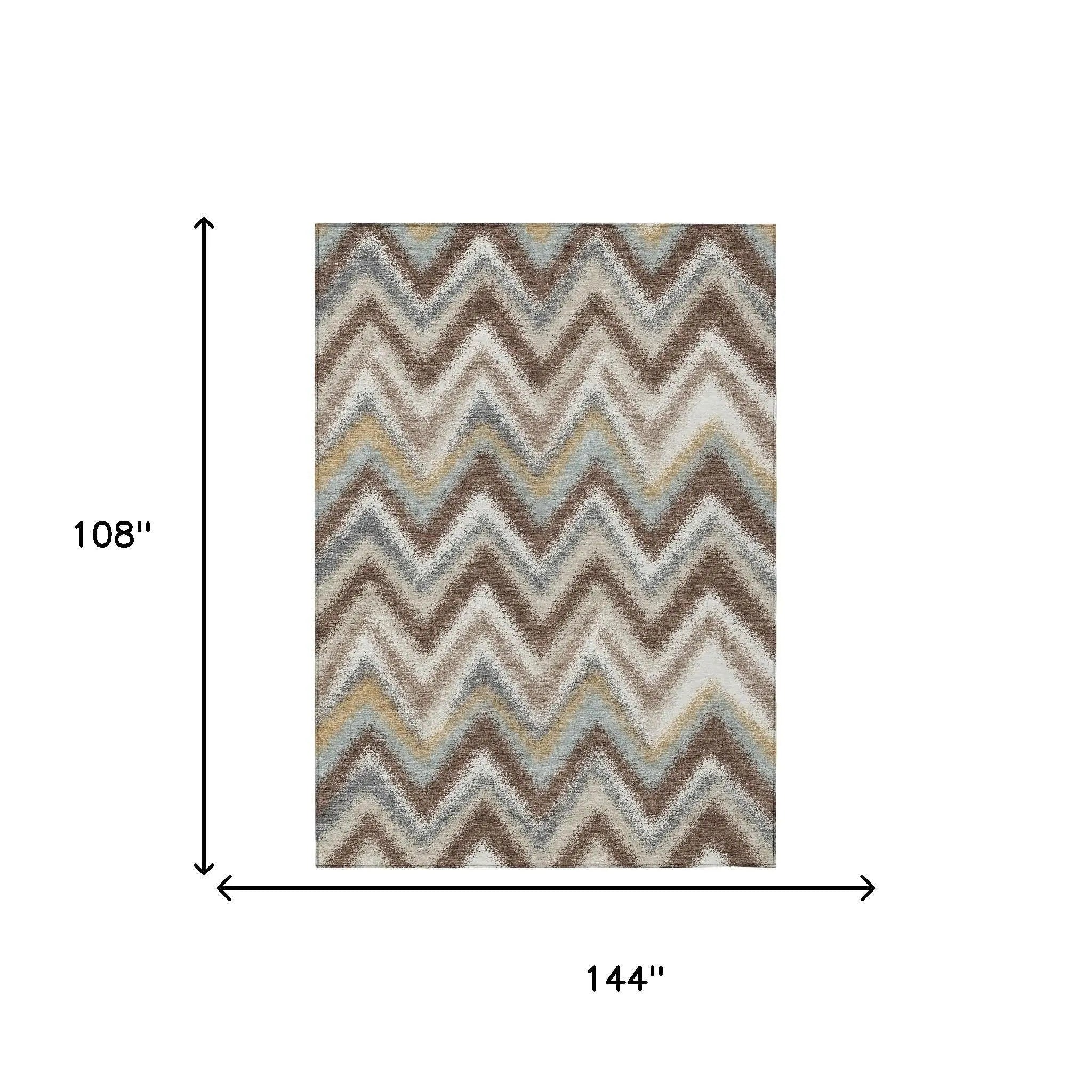 9' X 12' Chocolate And Beige Geometric Washable Indoor Outdoor Area Rug Homeroots Outdoor