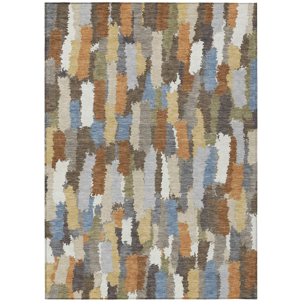 9' X 12' Chocolate And Beige Striped Washable Indoor Outdoor Area Rug Homeroots Outdoor