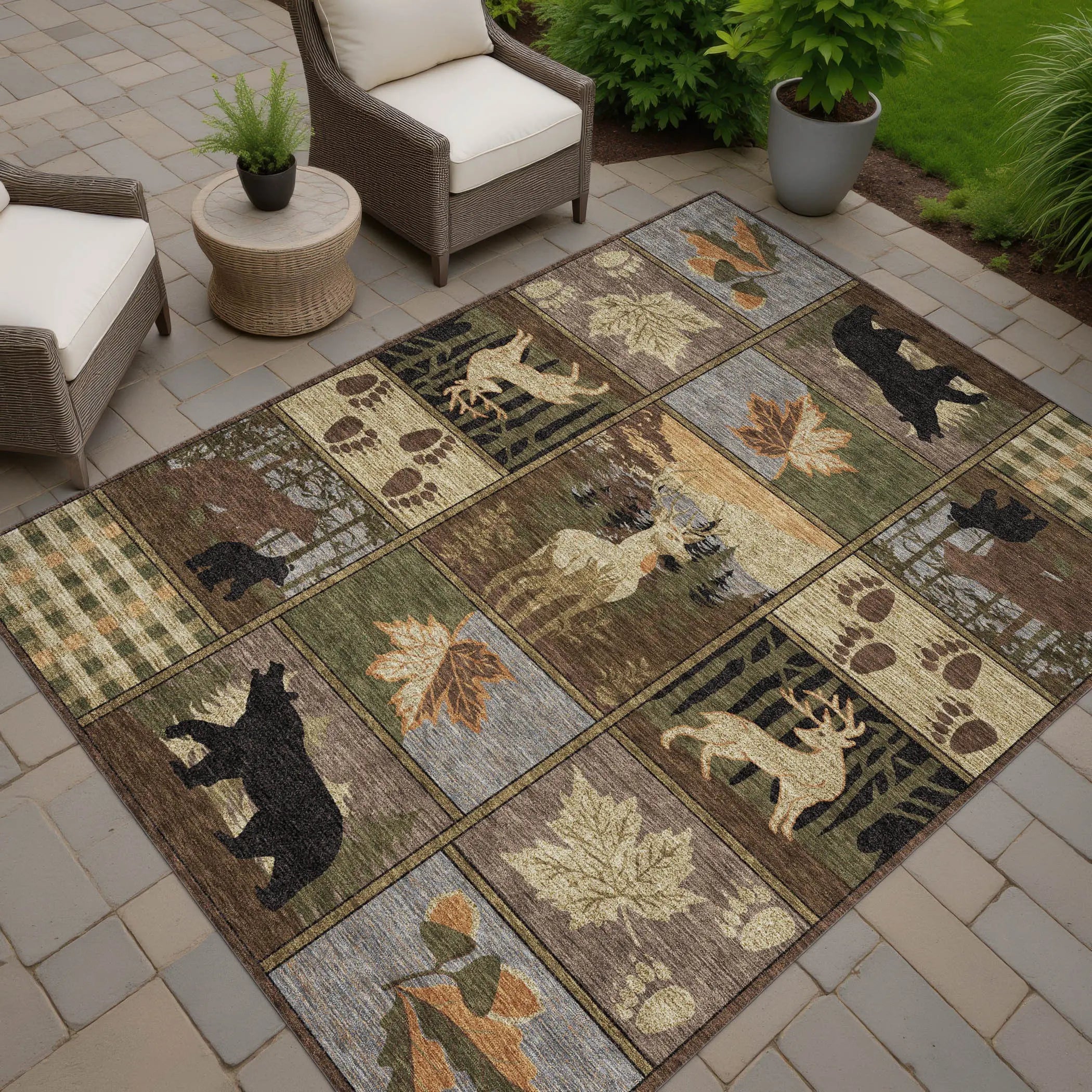 9' X 12' Chocolate And Black Bear Washable Indoor Outdoor Area Rug Homeroots Outdoor