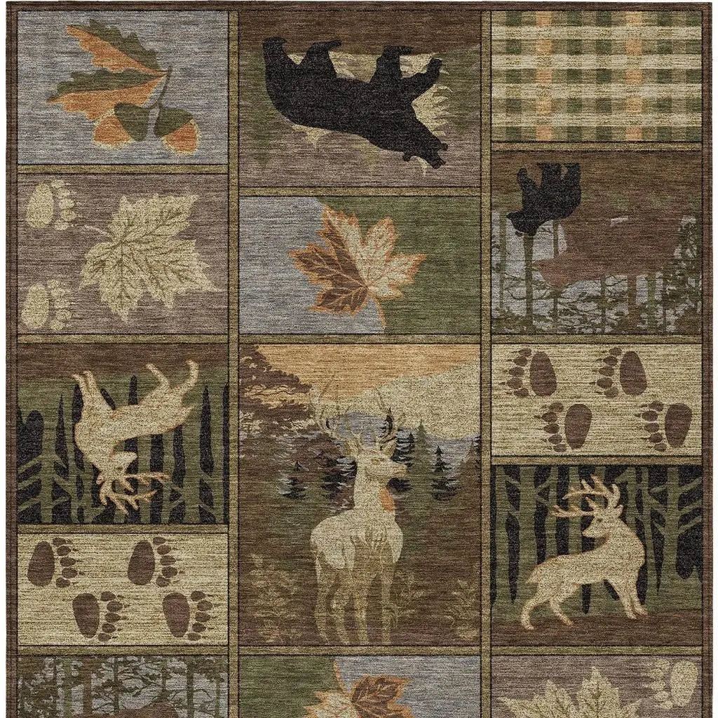 9' X 12' Chocolate And Black Bear Washable Indoor Outdoor Area Rug Homeroots Outdoor