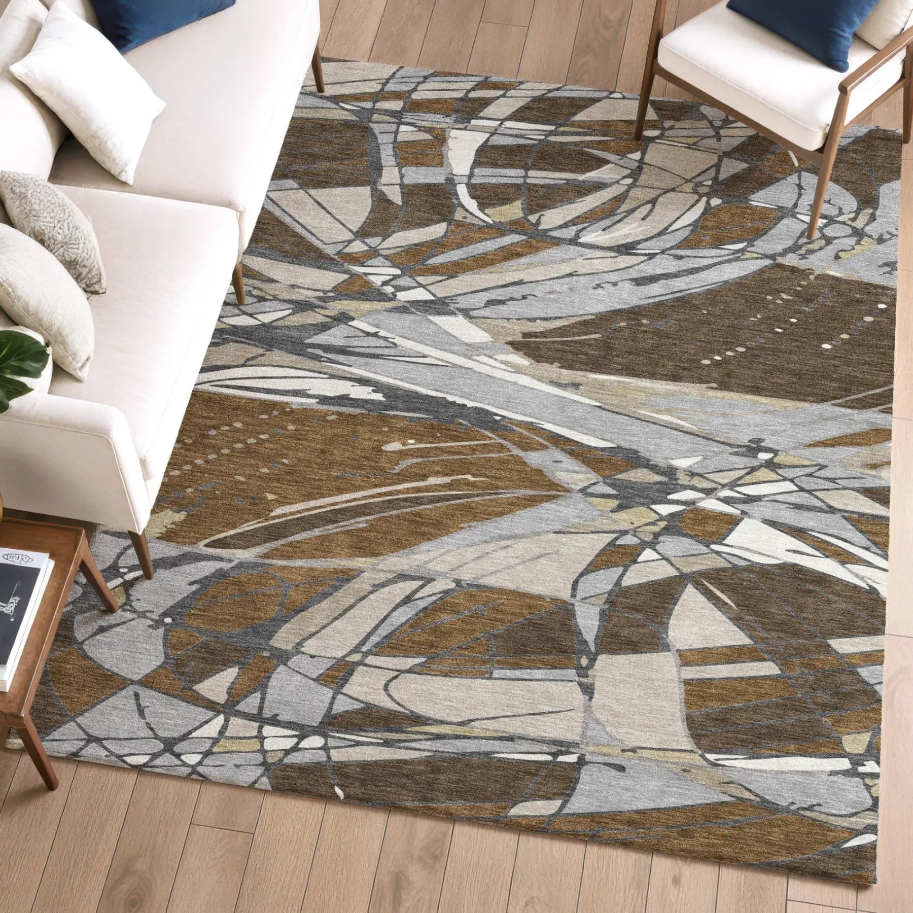 9' X 12' Chocolate And Brown Abstract Washable Indoor Outdoor Area Rug Homeroots Outdoor