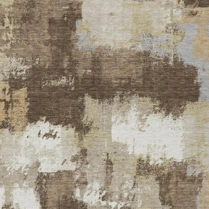 9' X 12' Chocolate And Brown Abstract Washable Indoor Outdoor Area Rug Homeroots Outdoor