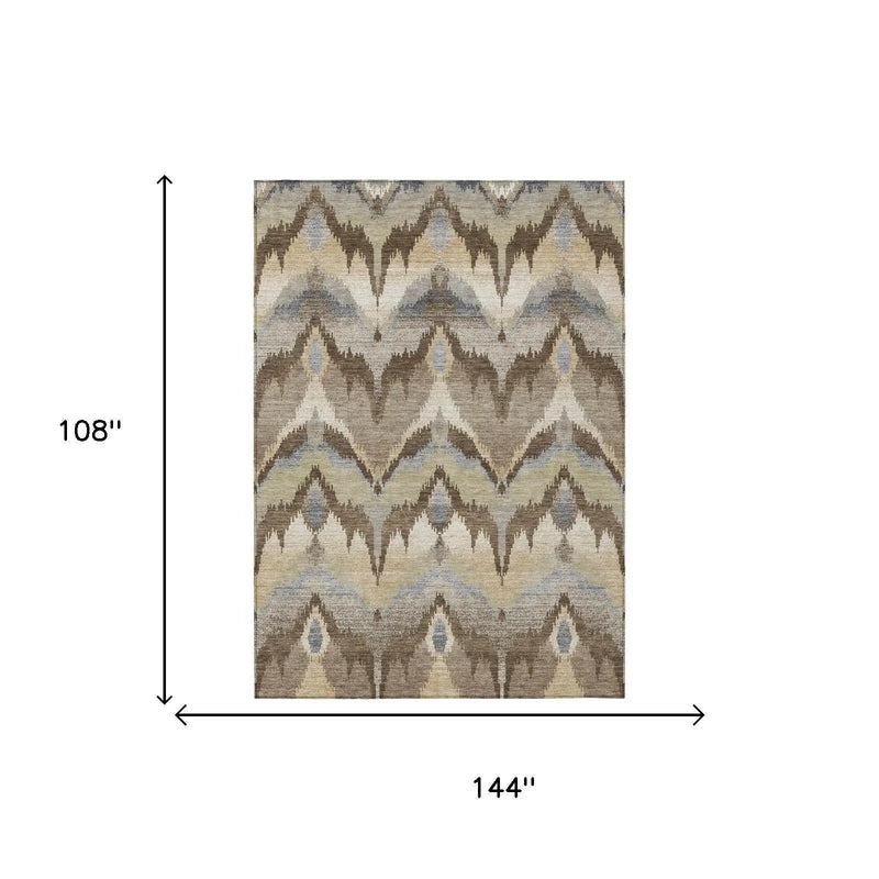 9' X 12' Chocolate And Brown Abstract Washable Indoor Outdoor Area Rug Homeroots Outdoor