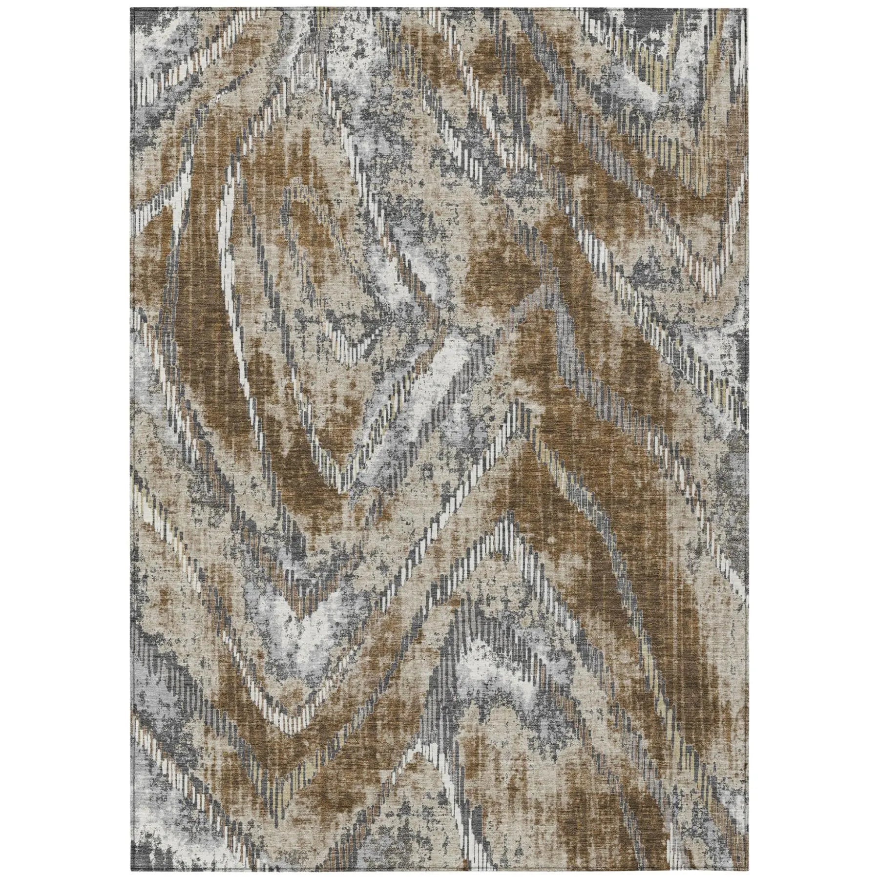 9' X 12' Chocolate And Brown Abstract Washable Indoor Outdoor Area Rug Homeroots Outdoor