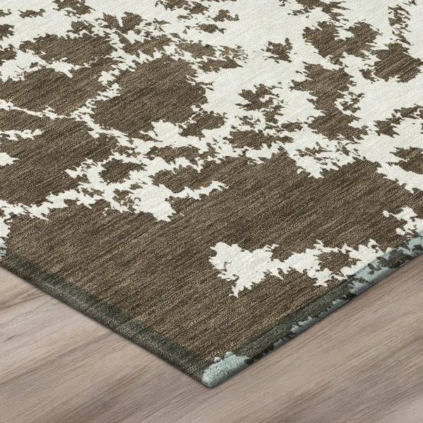 9' X 12' Chocolate And Brown Abstract Washable Indoor Outdoor Area Rug Homeroots Outdoor
