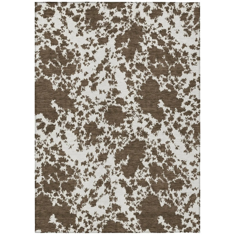 9' X 12' Chocolate And Brown Abstract Washable Indoor Outdoor Area Rug Homeroots Outdoor
